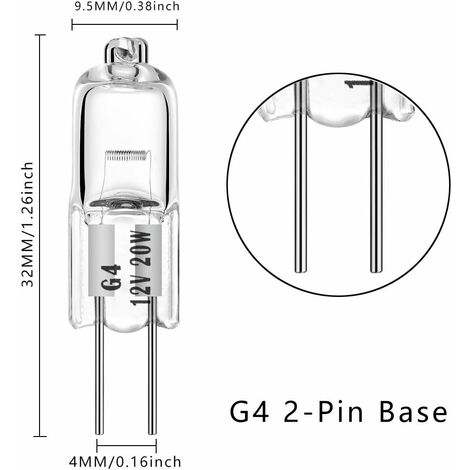 Ampoules Halogènes G4 20W 12V - Lot De 10 Pour Éclairage Meuble Et Spot Dimmable