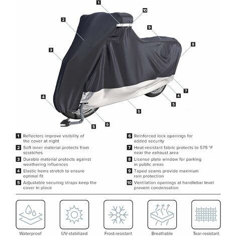 Housse Moto Extérieure Étanché 420D - Protection Pluie, UV, Poussière Pour Piaggio Vespa GTV GTS 125 250 300 - Avec Trous De Verrouillage