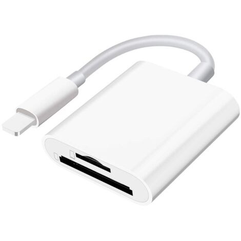 Aougo – Lecteur de carte SD/Micro SD pour iPhone et iPad – Double emplacement – Vitesse de transmission 30 Mo/s – Capacité jusqu'à 512 Go