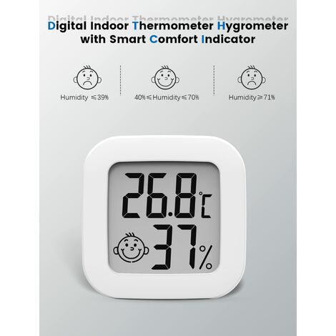 Mini Thermomètre Hygromètre Intérieur, Digital Thermo HygromèTre Indicateur  Précision D'ambiance Moniteur de Température et Humidimètre (3 pièces) :  : Jardin