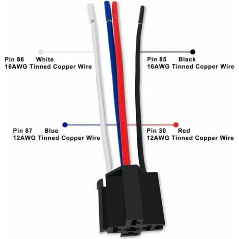3 pièces Relais Automobile 12V, 4 Broches SPST avec Fusibles à Lame ATO/ATC 30A, Normalement Ouvert pour La Voiture, Prise avec Fils 14 AWG 16 AWG