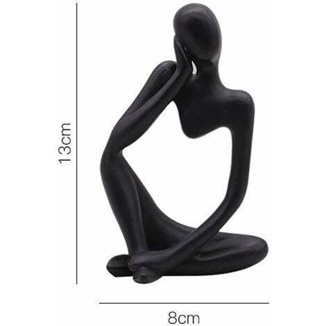 La Statue du penseur, Résine Penseur Sculpture Abstraite Statue Caractère Moderne Figurines Accueil Décor Bureau de Bureau Ornement d'anniversaire Cadeaux Noir Gauche