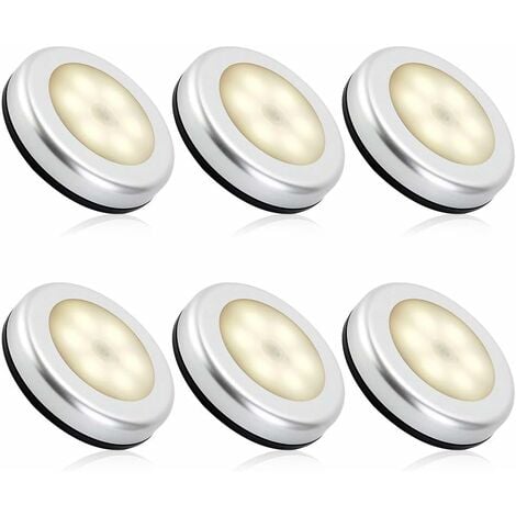Veilleuse detecteur de mouvement intérieur,lampe led detecteur de mouvement pile pour escaliers, Eclairage LED Placard Armoire Couloir chambre enfant Auto ON / OFF 3M Adhésif (6pcs,blanche chaude)