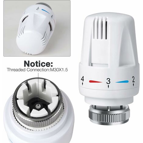 4 PCS Tête Thermostatique Radiateur, Tête Thermostat Radiateur TRV M30 x 1,5, Vanne Thermostatique Radiateur, Vannes de Radiateur de Radiateur pour Système de Chauffage pour Maison et Bureau