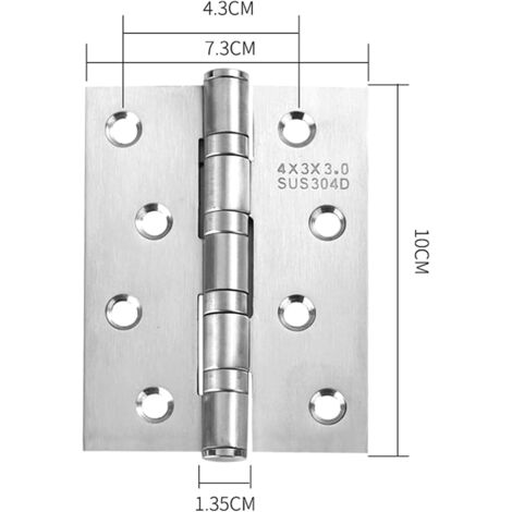Lot De 12 Charnières De Porte Robustes Non Mortaisées, 10,2 X 7,6