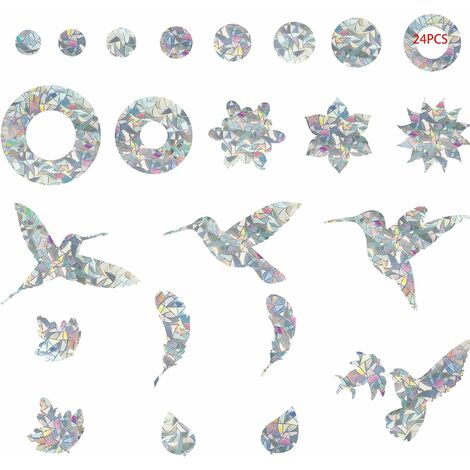 Autocollant Oiseau Oiseaux Collision Anti-Collision Autocollants De Fenêtre Protection De Porte en Verre Silhouett Sticker Vitre Anti-Collision pour Éviter Les Personnes Et Les Oiseaux 24 Pièces