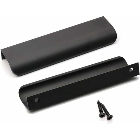 Lot de 10 Poignee de Meuble Cuisine Noir Poignée Cuisine Noir Poignée Profil Noir Poignée Meuble Noir Mat en Alliage d'Aluminium Entraxe 128mm Longueur 150mm(Noir) (1/5)