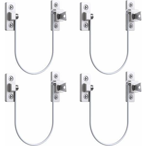 4pcs Entrebâilleur Fenêtre Porte Restricteur de Porte de Fenêtre Verrou Fenetre UPVC Verrouillage de Limite Verrou de Sécurité Câble Serrure de Limite Avec Clé et Vis (1/5)