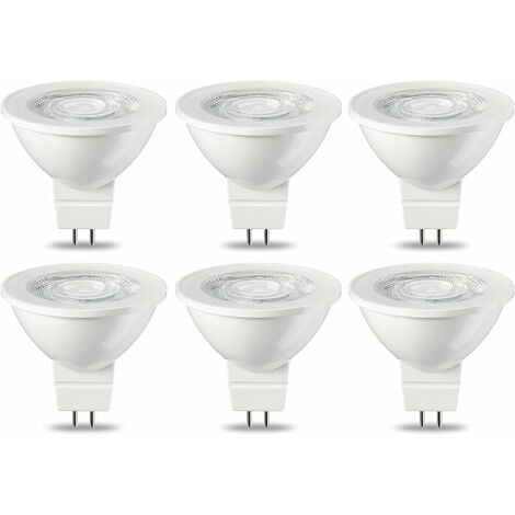 Lot de 6 ampoules LED GU5.3 MR16 5 W Blanc chaud non dimmable, 220 V [Classe énergétique G]