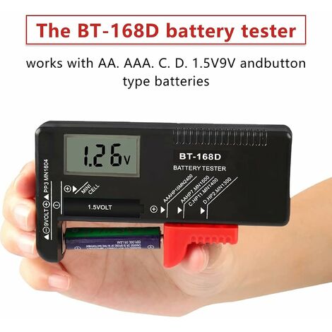 Testeur de Piles numérique,Testeur de Piles Universel,Batterie Testeur,pour AA, AAA, C, D, PP3, 9V, 1.5V, Piles Bouton - Fonctionne sans Pile