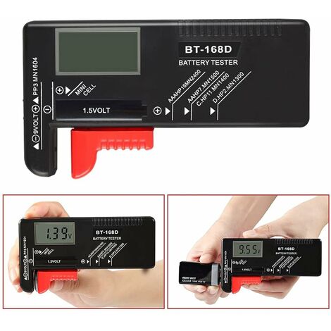 Testeur de Piles numérique,Testeur de Piles Universel,Batterie Testeur,pour AA, AAA, C, D, PP3, 9V, 1.5V, Piles Bouton - Fonctionne sans Pile