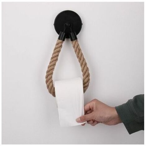 Porte-papier Toilette En Corde De Chanvre OYEFLY - Support Mural Industriel Noir, 3 Pièces Pour Salle De Bain/cuisine