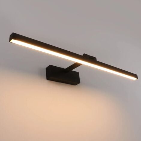 Lampe Miroir LED Salle de Bain 50cm, 12W, IP44 Étanche Applique Murale Salle de Bain 180° Rotatif, Lumière Miroir Salle de Bain Moderne, Blanc Chaud 3000K, Schwarz，Noir [Classe énergétique F]