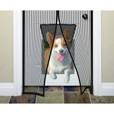 Moustiquaire Porte Fenetre Aimantée Magnetique, Rideaux Anti Mouches pour Porte, Rideaux Toile Insect Ecran, Moustiquaire Baie Vitree Coulissante, Magnétique Moustique Sans Perçage (90 x 210cm, noir)