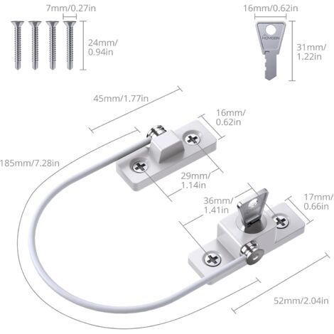 Lot De 2 Entrebâilleurs De Porte/fenêtre Blanc Avec Câble