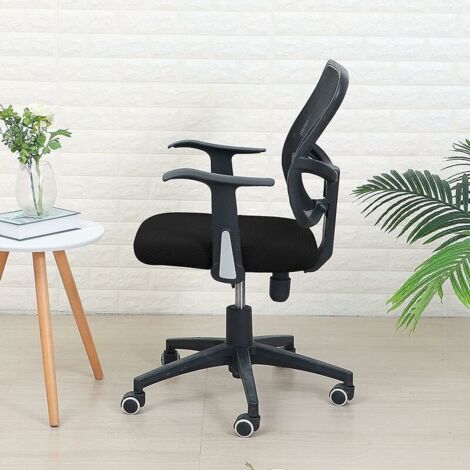 Housse De Chaise Bureau En Velours Extensible - Taille XL, Avec Housses D'accoudoirs, Noir - 2