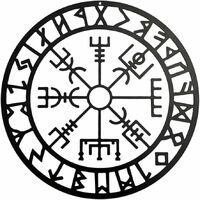 Art mural de boussole viking, sculptures boussole nordique noir creux en fer mural suspendu en métal pour chambre à coucher moderne décoration de paroi métallique de chambre à coucher (28 cm)