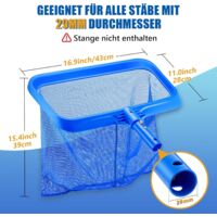 Épuisette Piscine Mowend - Filet Fond 34cm De Profondeur | Pour Feuilles Et Débris, Compatible Perches >29mm