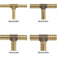 Hsthe Sea Lot De 5 Raccords De Tuyau En Laiton 10 Mm Ou 39/100" - 3 Voies En Forme De T - Raccord Pour Tuyau D'air De Carburant - Connecteur En T