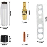 Mig MB15 15AK Lot De 30 Accessoires Pour Pistolet De Soudage ; Embouts De Contact De Soudage