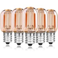 1W E14 Ampoules LED Filament Équivalent 10W, T22 Ampoule four Hotte Aspirante frigo Lustre Cristal, Lampe de Sel, Veilleuse Enfants, Tubulaire Blanc Chaud 2200K, Non Dimmable Decorative bulb, Lot de 5