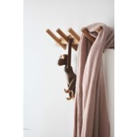 Patère Murale Bois 5 Crochets - Hêtre Massif Huilé - 50 Cm De Long - Pour Couloir, Entrée, Salle De Bain - Fixation Incluse