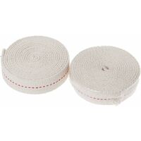 Mèches Pour Lampe à Huile - 3 Rouleaux De Coton Blanc 200cm X 2cm - Avec Ligne Rouge Décorative