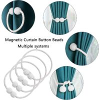 Attaches Rideaux Magnétiques - Lot De 2, Avec Pompons Arc-en-ciel, Installation Sans Perçage, Rose