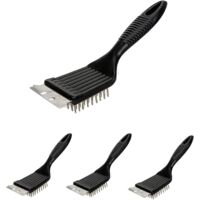 Brosse pour Grill,4 Pièces Brosse de Nettoyage pour Grille de Barbecue Brosse à Barbecue avec Spatule en Acier Inoxydable pour Gril de Nettoyage Grilles et Surfaces Nettoyage Optimal du Gril Noir