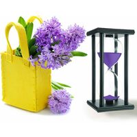 Sablier Minuteur 1 Minute - Décoration Jaune Pour Cuisine, Bureau, Salon, En Verre Et Bois