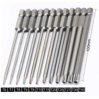 STONEGO 11 pièces/12 pièces 50/75/100mm jeu d'embouts de tournevis Torx creux-acier S2, longueurs étendues pour poignée hexagonale  1420