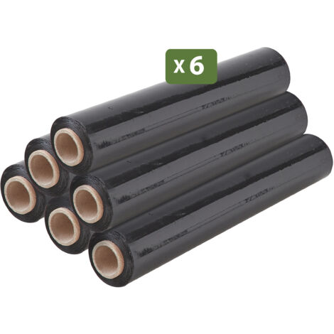Pack and Move - Lot 6 rouleaux film étirable - 300 m - Noir - Film déménagement Film emballage Film palette Film protection