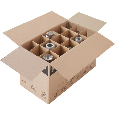 Pack and Move - Lot 17 croisillons de calage déménagement avec carton - Pour 255 verres et bouteilles - 60 x 30 x 30 cm - Carton renforcé (1/2)