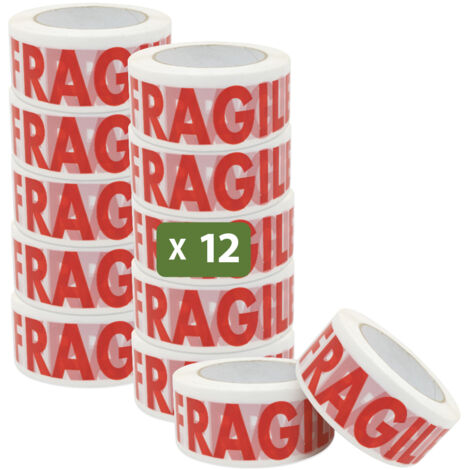 Pack and Move - Lot 12 Rouleaux Ruban Adhésif Transparent "Fragile" Pour Emballage Et Déménagement - 100 M - Qualité Premium (1/5)
