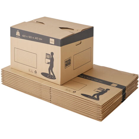 Lot de 10 cartons déménagement à montage automatique et rapide - 120L, charge max 30kg - made in France (1/3)