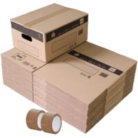 Lot de 40 cartons de déménagement 36 x 28 x 18 cm – Poignées renforcées – Capacité 10L – Résistants aux chocs et à l'humidité – Pack And Move