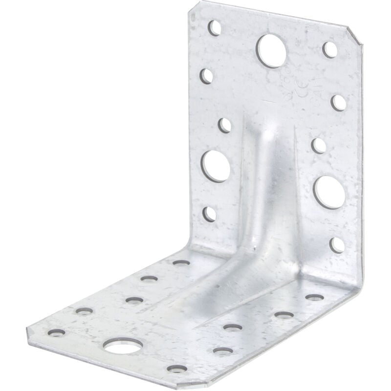 Alberts 846657 Équerre renforcée, galvanisée Sendzimir, 90 x 90 x 65 mm, Set de 25 pièces