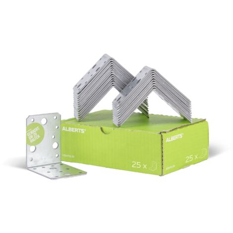 Équerre de fixation galvanisée Sendzimir 90 x 90 x 65 mm – Set de 25 pièces – Pour applications construction et réparation – Alberts (1/4)