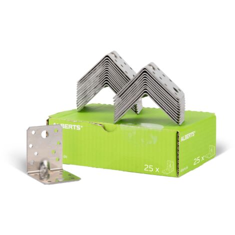 Équerre de fixation renforcée en acier inoxydable 70 x 70 x 55 mm – Set de 25 pièces – Résistance optimale pour applications construction – Alberts