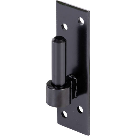 Gond de porte sur platine avec crochet DI – Laqué noir – Fixation solide pour volets et portails – 130 x 40 mm – Fabrication allemande – Alberts