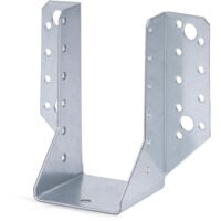 Sabot de charpente 64 x 128 mm – Acier galvanisé sendzimir – Fixation latérale avec 4 trous Ø 11 mm – Résistance extérieure – Alberts