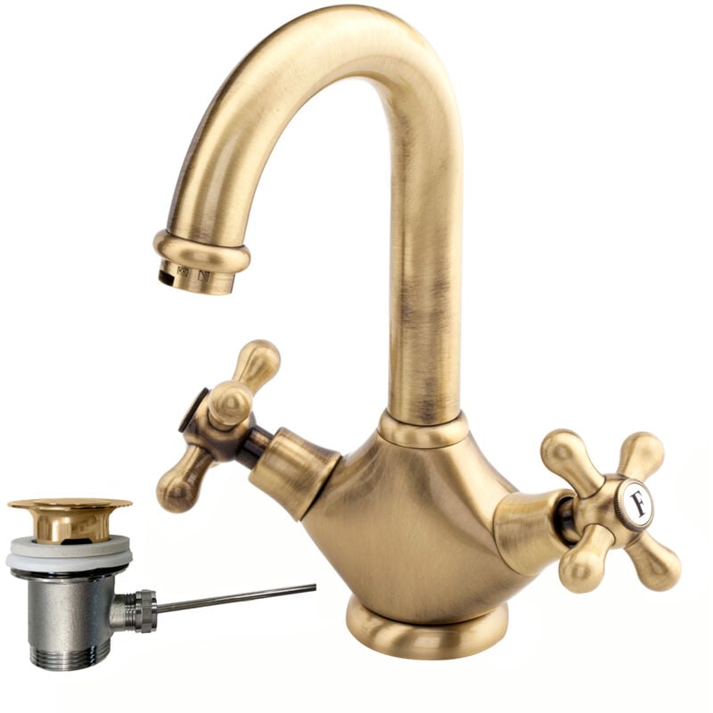 Grifo bidet bimando Belmondo con desague semiautomático bronce