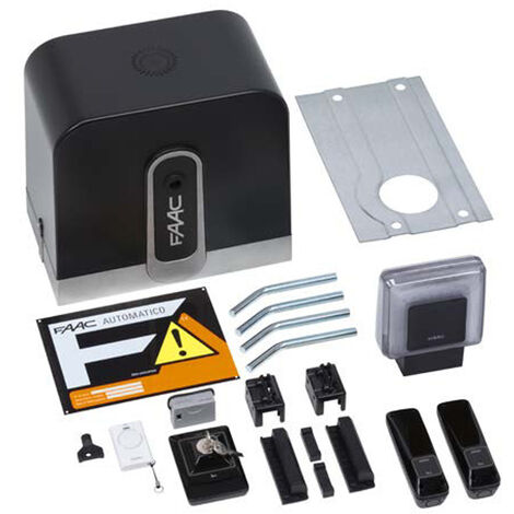 Faac – Kit de motorisation de portail coulissant 800 kg – Moteur 24V – Vitesse 18m/min – Encodeur de sécurité – Usage intensif