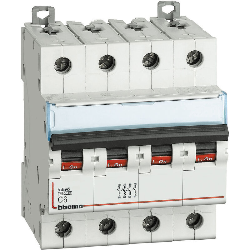 BTicino FA84C6 Disjoncteur magnétothermique modulaire BTDIN45 4P 6A courbe C