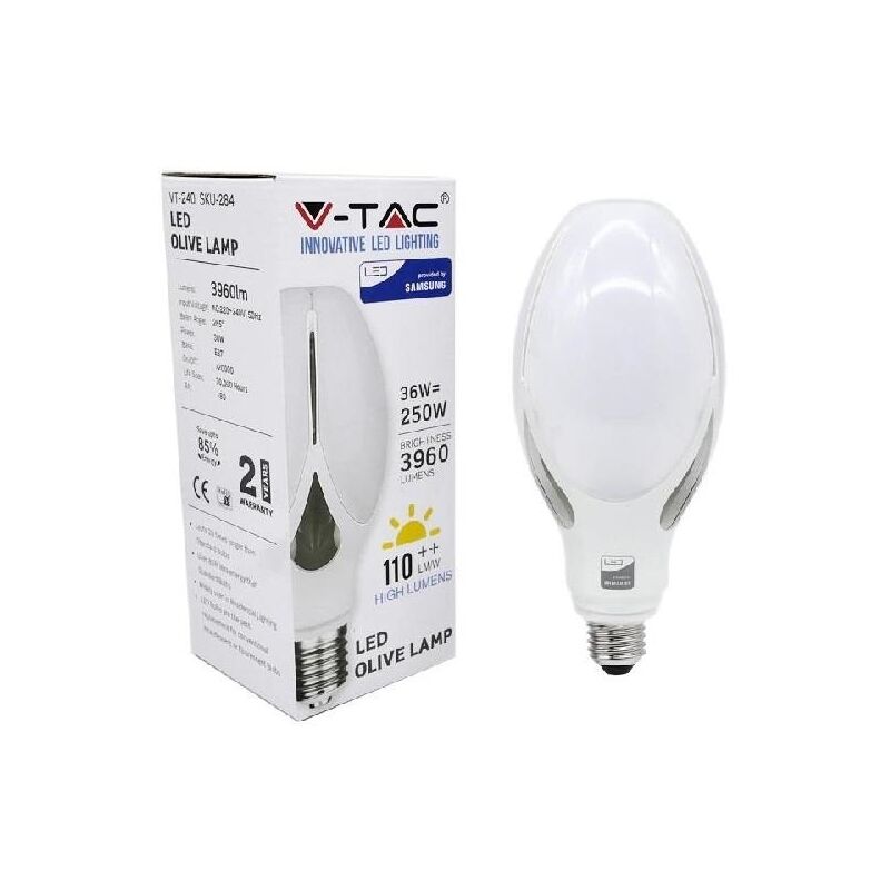 V-TAC PRO VT-240 36W LED Bulb olive chip samsung SMD ED-90 E27 warm white  3000K - SKU 283