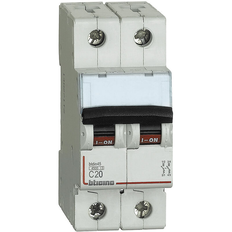 BTicino FA82C20 Disjoncteur magnétothermique modulaire BTDIN45 2P 20A courbe C