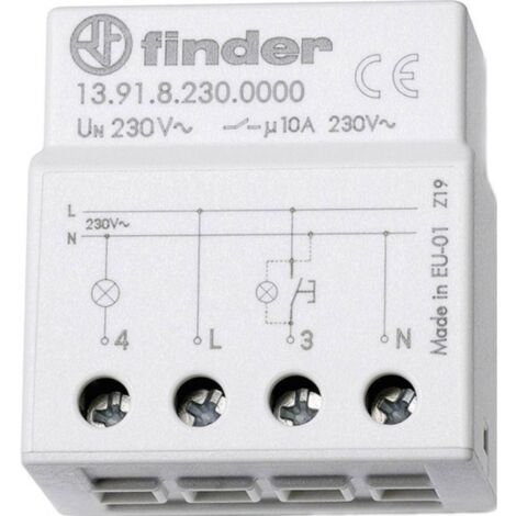 Finder – Télérupteur électronique temporisé 230 V AC – 10 A – 2300 VA – Montage encastré pour éclairage – Compatible 3/4 fils - VA 1 PC