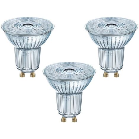 Osram – Lot de 3 ampoules LED PAR16 GU10 4,3W – Lumière chaude 2700K – Équivalent 50W – Angle de rayonnement 36° – Longue durée de vie 15 000 heures