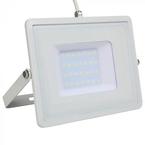 V-Tac – Projecteur LED ultra-mince 30W IP65 – Lumière froide 6400K – Flux lumineux 2400 lm – Corps en aluminium blanc – 405 - VT-30