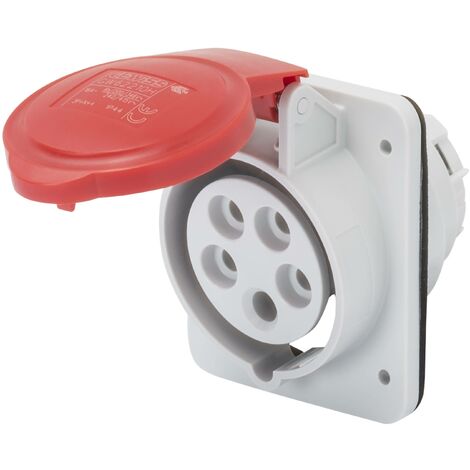 Gewiss – Prise encastrée fixe 3P+N+T 16A 380V IP44 – Protection contre l'humidité – Résistance mécanique élevée – Connexion sécurisée - GW62210H